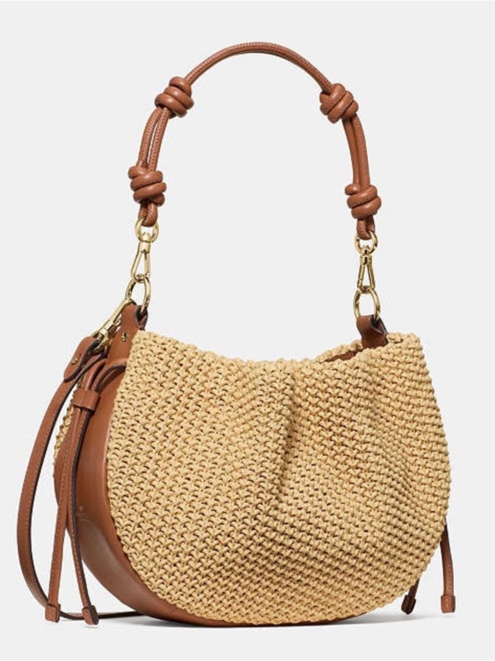 Kate Spade Woven Straw Crossbody Bag with Brown Trim
